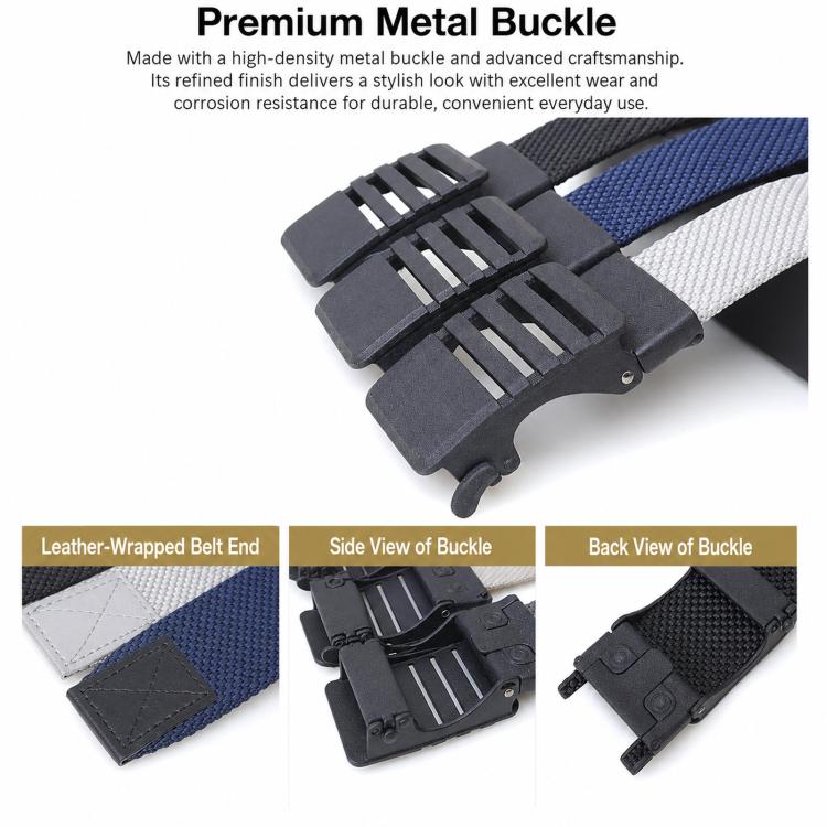 Automatic Buckle Nylon Belt Men Belt For Business Casual Denim Wear, Length: 125cm(Light Gray) - Image 5