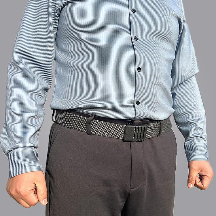Automatic Buckle Nylon Belt Men Belt For Business Casual Denim Wear, Length: 125cm(Navy) - Image 7