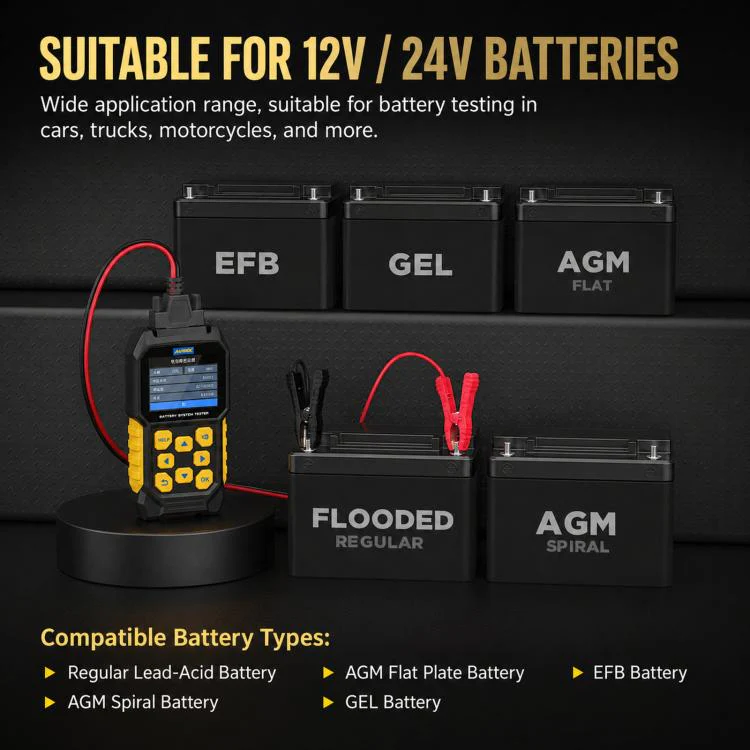 AUTOOL BT460 2.8 Inch Screen Car Battery Tester Battery Life & Capacity Analyzer - Image 4