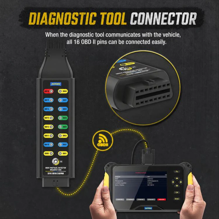 AUTOOL OBD2 Diagnostic Protocol Scanner Vehicle Power System Jumper Box - Image 2