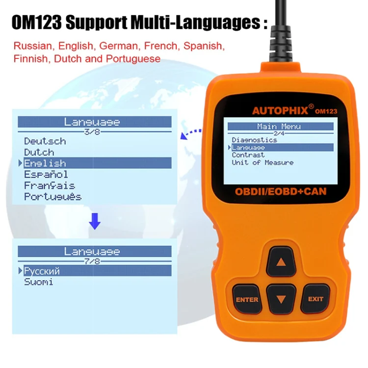 AUTOPHIX OM123 Car Portable OBD2 Scanner Car Diagnostic Tool OBD 2 Automotive Scanner EOBD Code Reader (Orange) - Image 8