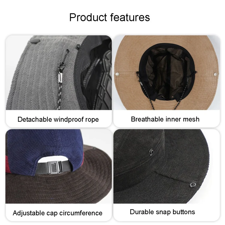 Autumn And Winter Sunscreen Fisherman Hat Camping Warming Large Eaves Corduroy Mountaineering Hood, Size: L 58-60cm(Army Green) - Image 5