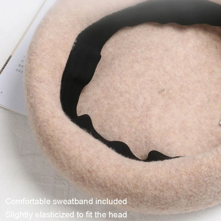 Autumn Winter Embroidered Warm Wool Hat Outdoor Leisure Ladies Beret, Size: One Size(White) - Image 5
