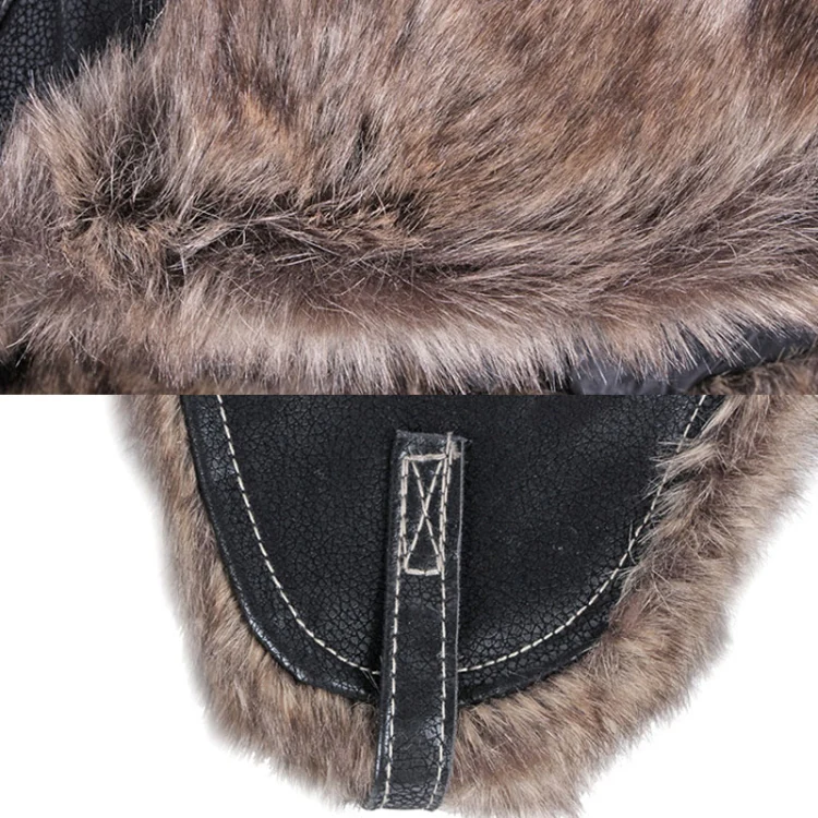 Autumn Winter Imitation Leather Outdoor Ride Hat Ear Protection Pilot Hat, Size: XL About 58-60cm(Black) - Image 6