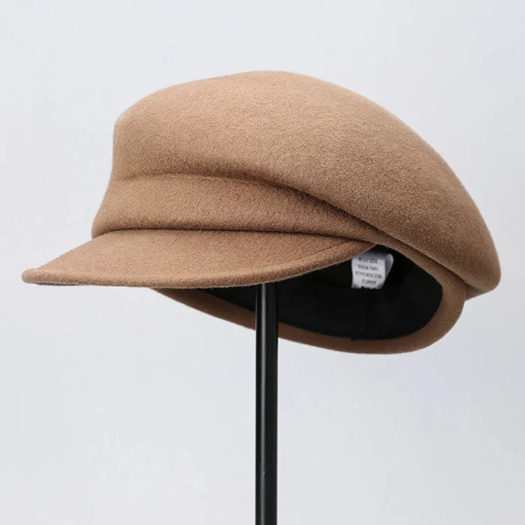 Autumn Winter Wool Beret Breathable Duck Tongue Cap, Size: Adjustable(Camel) - Image 2