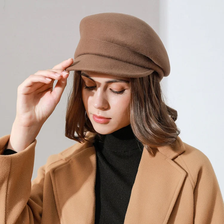 Autumn Winter Wool Beret Breathable Duck Tongue Cap, Size: Adjustable(Camel) - Image 8