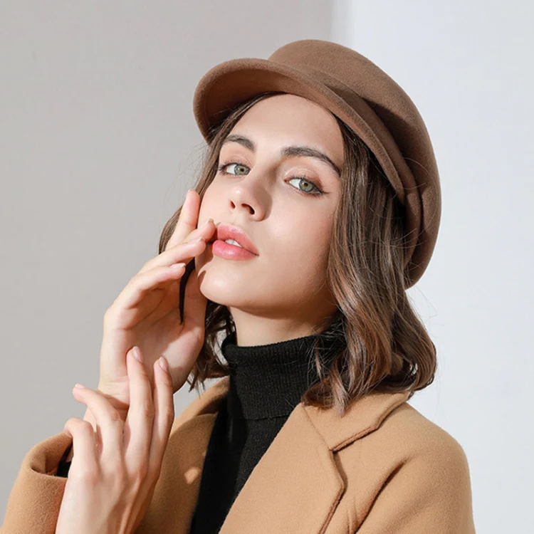 Autumn Winter Wool Beret Breathable Duck Tongue Cap, Size: Adjustable(Camel) - Image 9