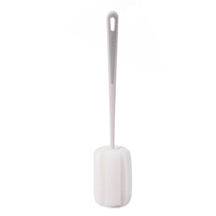 Baby Bottle Vacuum Cup Sponge Long Handle Brush Household Cleaning Brush(White)