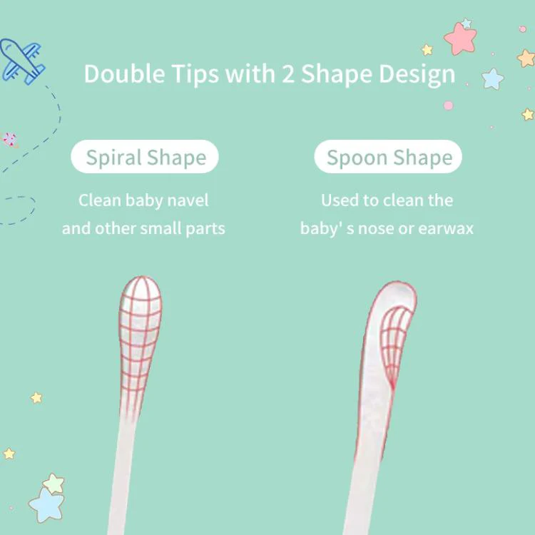 Baby Sailing 200 Count Baby Cotton Swabs with Ultra-Fine 3mm Tips Dual-Ended Multi-Purpose Paper Stick Swabs, Style: Scoop & Spiral Tips - Image 3