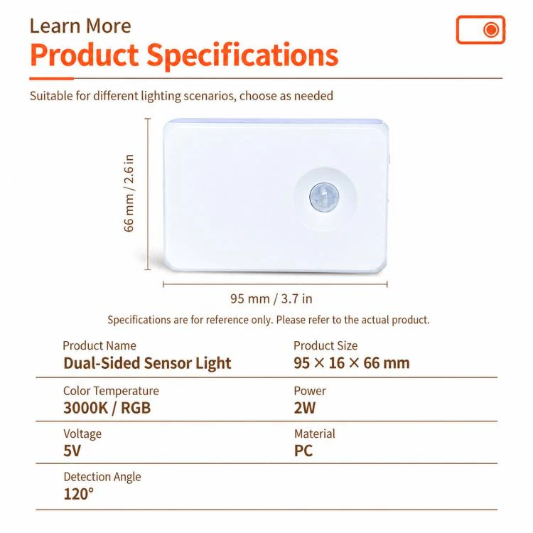 Backlit Magnetic Motion Sensor Night Light LED Wall Sconce Rechargeable Hallway Lamp RGB Light - Image 10