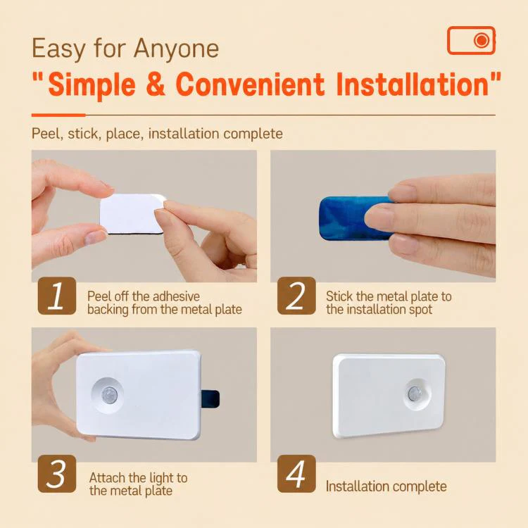 Backlit Magnetic Motion Sensor Night Light LED Wall Sconce Rechargeable Hallway Lamp RGB Light - Image 11