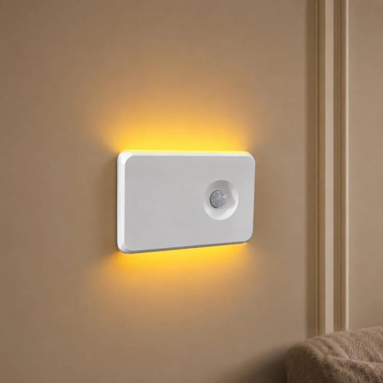 Backlit Magnetic Motion Sensor Night Light LED Wall Sconce Rechargeable Hallway Lamp Warm Light