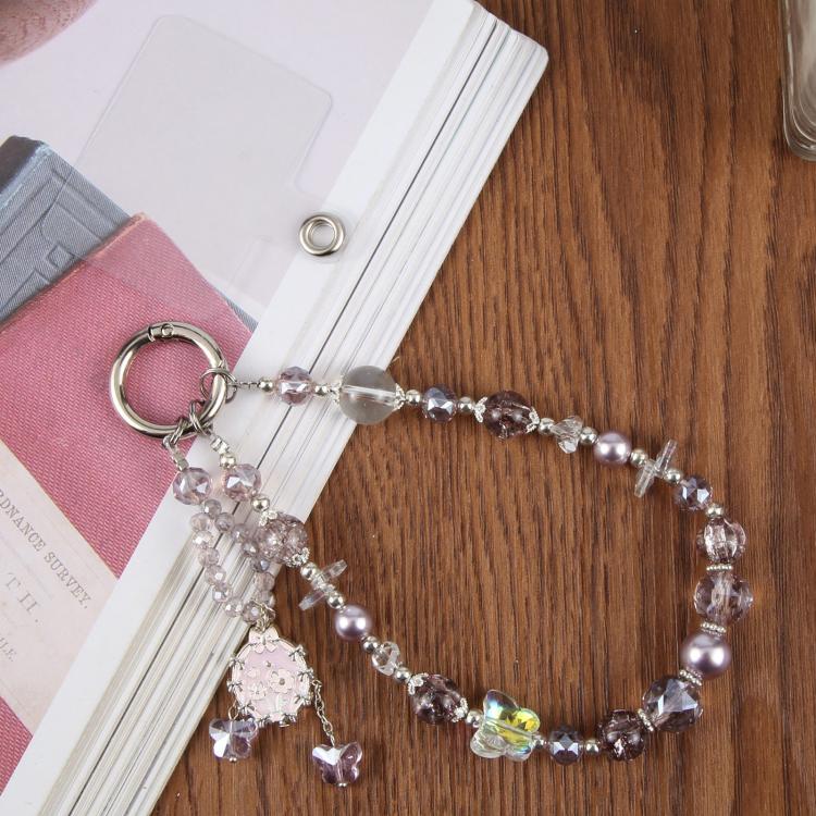 Ballet Dancer Pendant Beaded Phone Charm Wrist Strap with Tether Pad for Women Girls(Pink) - Image 3