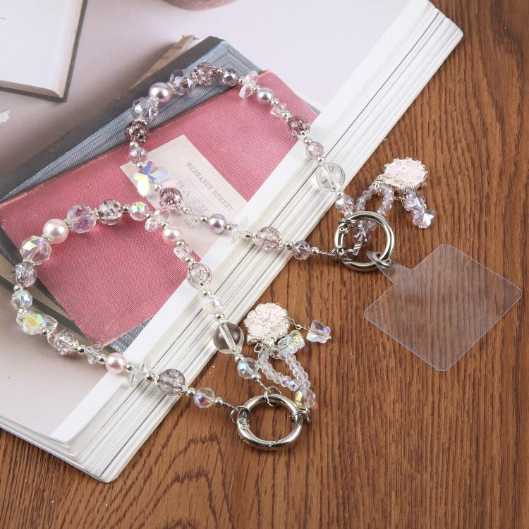 Ballet Dancer Pendant Beaded Phone Charm Wrist Strap with Tether Pad for Women Girls(White) - Image 2
