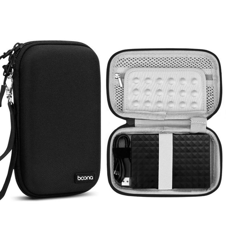 Baona BN-F007 Hard EVA External Hard Drive Case Shockproof Power Bank Organizer Electronic Travel Bag, Spec: Small Black