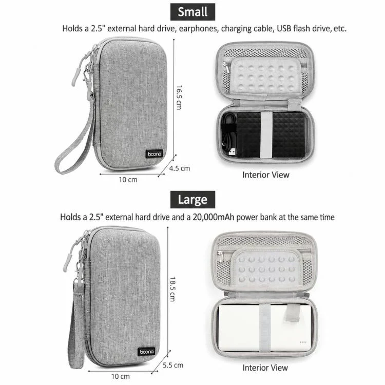 Baona BN-F007 Hard EVA External Hard Drive Case Shockproof Power Bank Organizer Electronic Travel Bag, Spec: Small Black - Image 10