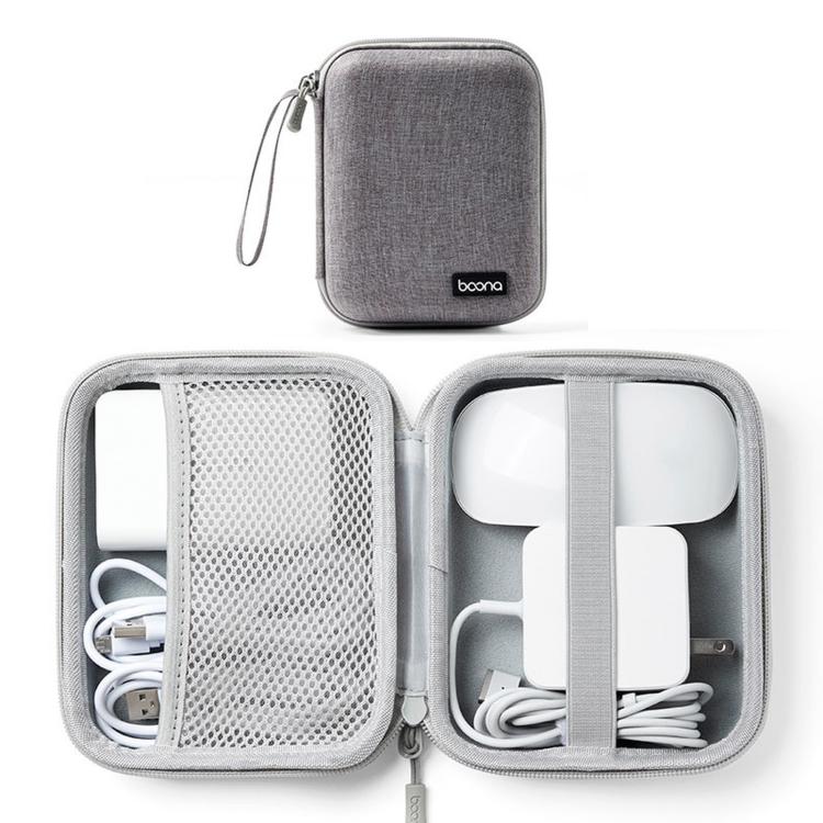 Baona BN-F015 Hard EVA Power Adapter Case Shockproof Mouse Electronics Organizer Cable Travel Pouch(Gray)