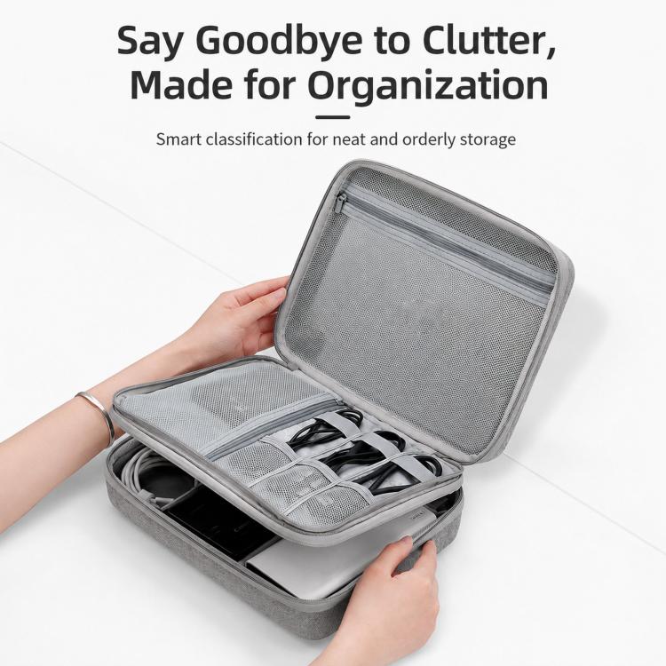 Baona BN-F029 Hard EVA Electronic Organizer Travel Case Double Layer Tech Bag(Gray) - Image 4