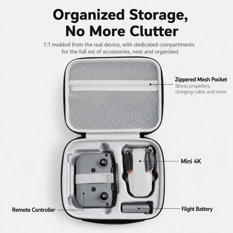 Baona BN-FD004 For DJI Mini 4K Hard EVA Carrying Case Drone Shoulder Bag Protective Storage Box, Spec: Extra Large Black - Image 4