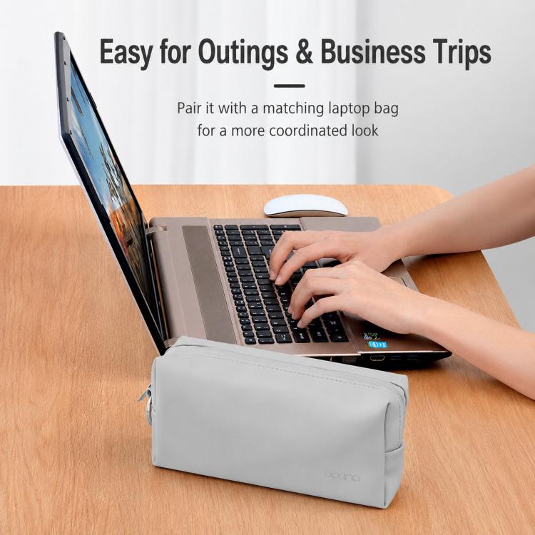 Baona BN-Q003 Large Laptop Power Adapter Charger Mouse Electronics Organizer Pouch PU Leather Travel Tech Case(Dark Green) - Image 7