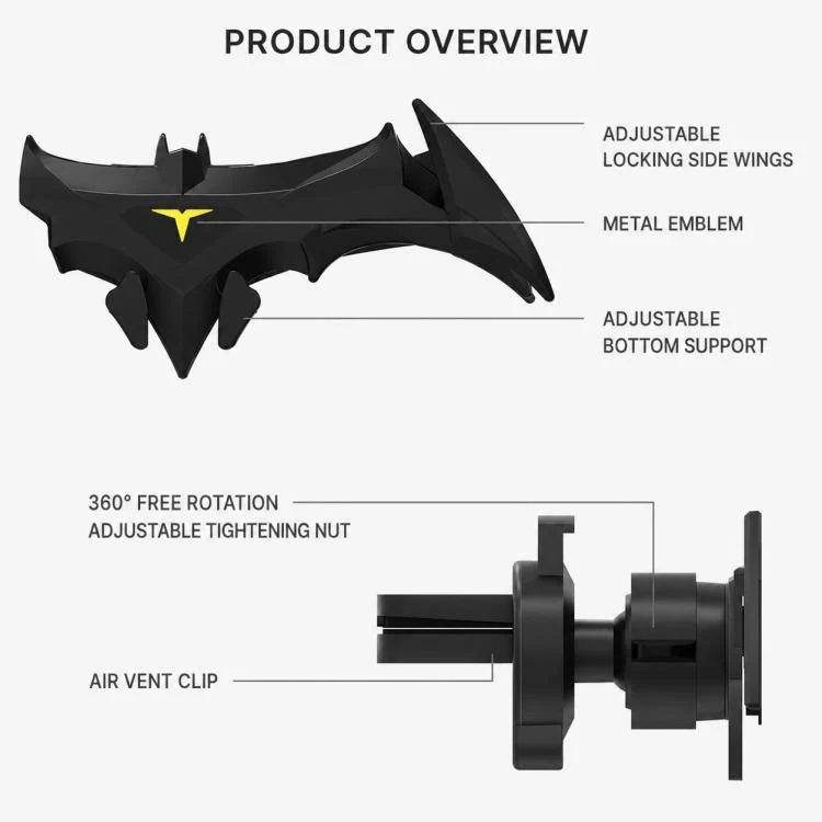 Bat-style Mechanical Gravity Car Air Vent Phone Mount(Black) - Image 7