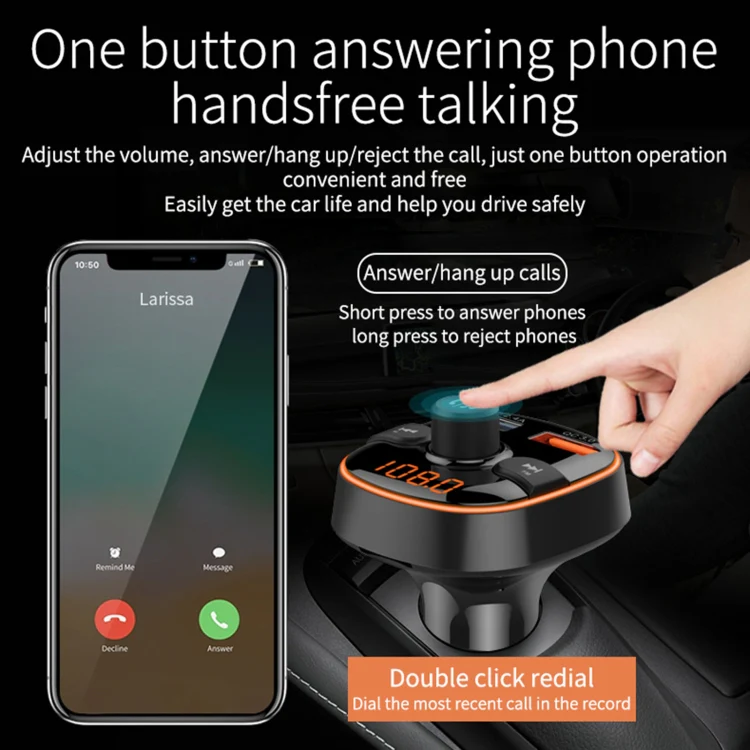 BC52 QC3.0 Fast Charging Car Colorful Atmosphere Light Bluetooth MP3 Player FM Transmitter - Image 5