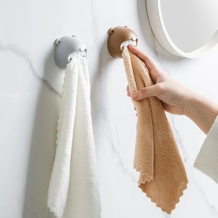 Bear Towel Holder Bathroom Towel Hooks Kitchen Rag Stopper Washcloth Dishcloth Storage(Coffee) - Image 2