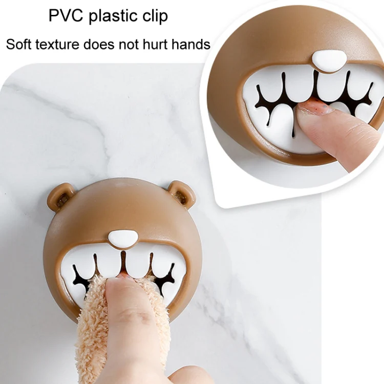 Bear Towel Holder Bathroom Towel Hooks Kitchen Rag Stopper Washcloth Dishcloth Storage(Coffee) - Image 4
