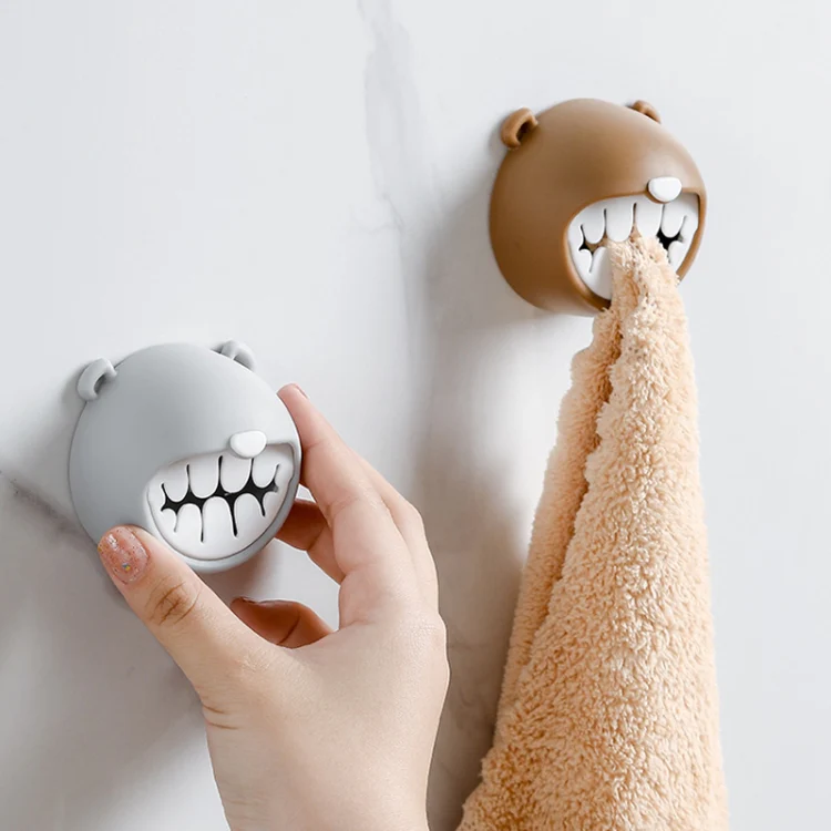 Bear Towel Holder Bathroom Towel Hooks Kitchen Rag Stopper Washcloth Dishcloth Storage(Coffee) - Image 6