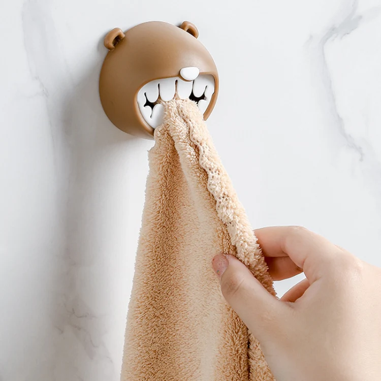 Bear Towel Holder Bathroom Towel Hooks Kitchen Rag Stopper Washcloth Dishcloth Storage(Coffee) - Image 8