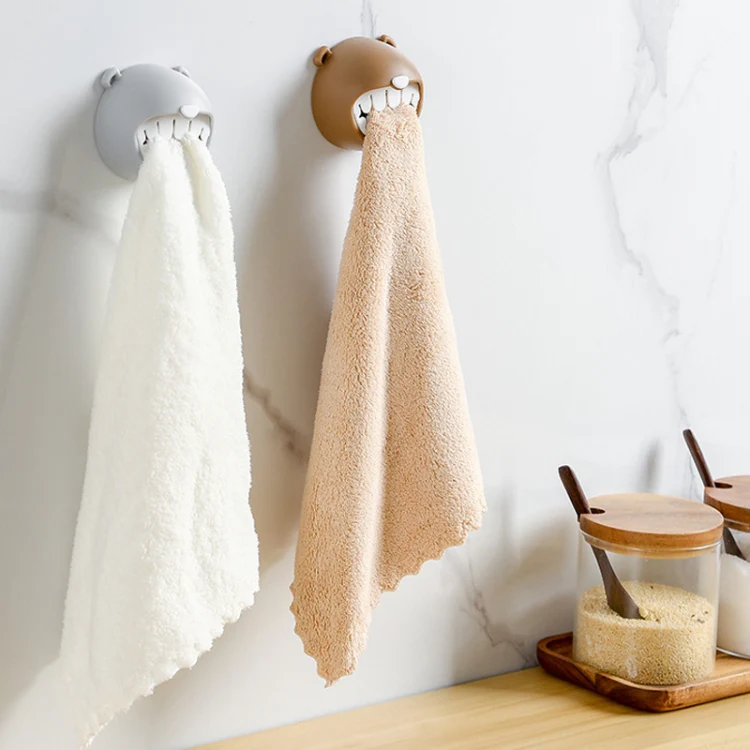 Bear Towel Holder Bathroom Towel Hooks Kitchen Rag Stopper Washcloth Dishcloth Storage(Grey) - Image 7