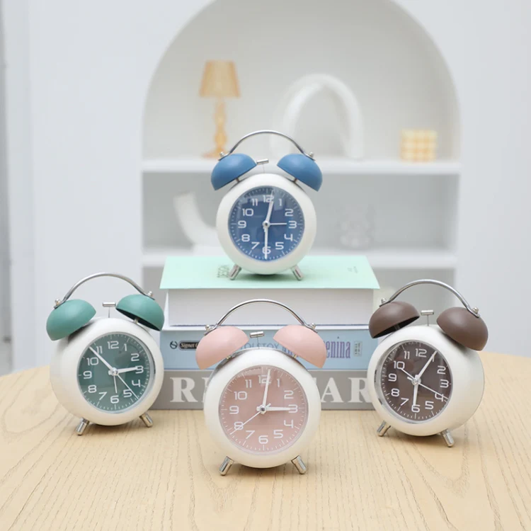 Bedroom Desktop Metal Digital Mechanical Alarm Clock Living Room Silent Clock With Night Light(Coffee Color) - Image 2