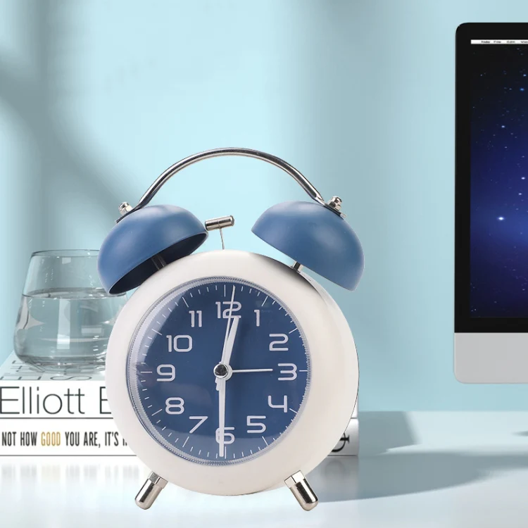 Bedroom Desktop Metal Digital Mechanical Alarm Clock Living Room Silent Clock With Night Light(Pink) - Image 6