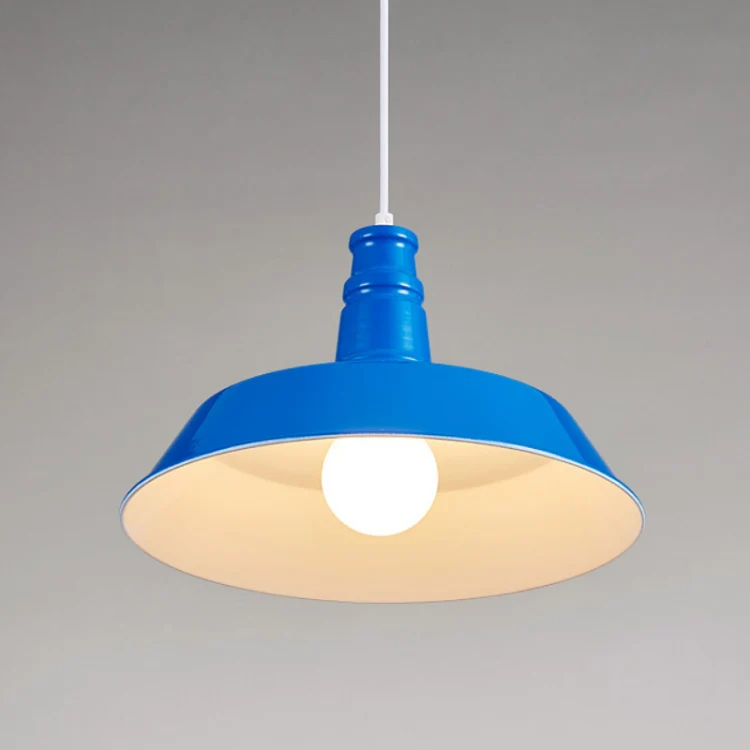Bedroom Dining Bar Wrought Iron Single Head Chandelier, Without Bulb 46cm (Blue)