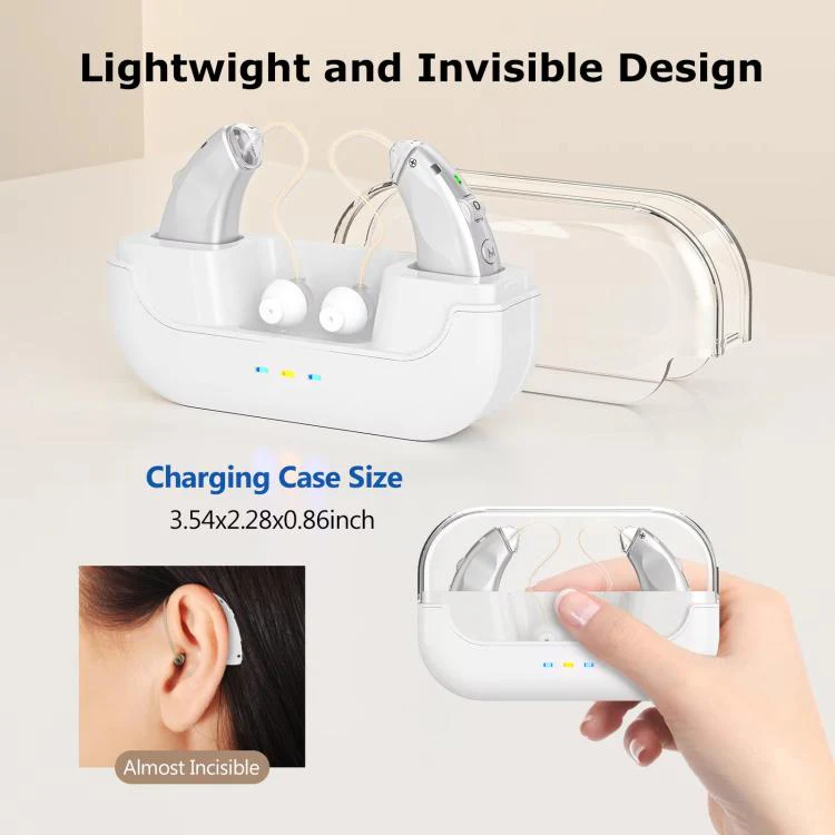 Behind-The-Ear Hearing Aids With Charging Case Smart Noise Cancelling & No Feedback Whistling(Skin Color) - Image 6