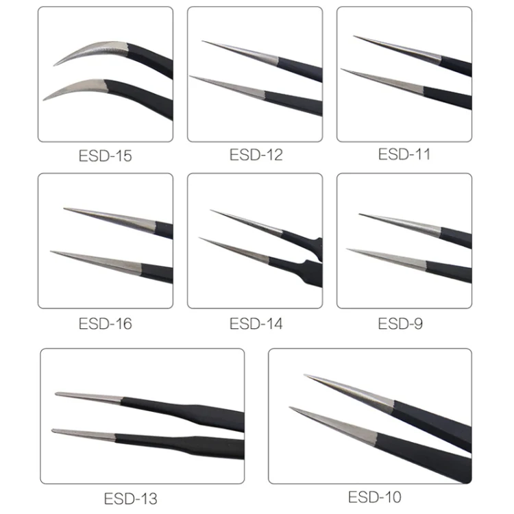 BEST BST-10 Precision Anti-static ESD Stainless Steel Tweezers - Image 4