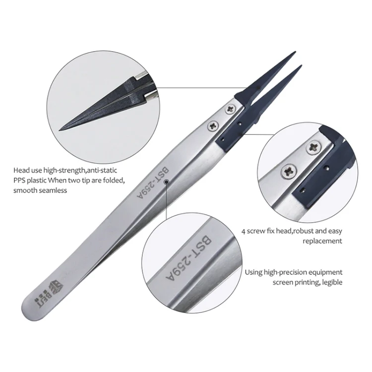 BEST BST-259A  Stainless Steel Snti Static Tweezer - Image 6