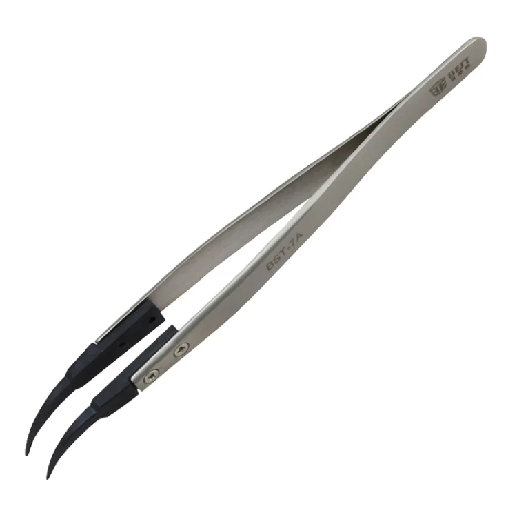 BEST BST-7A Curved Head Tweezers for Mobile Phone / Computer Repair - Image 3