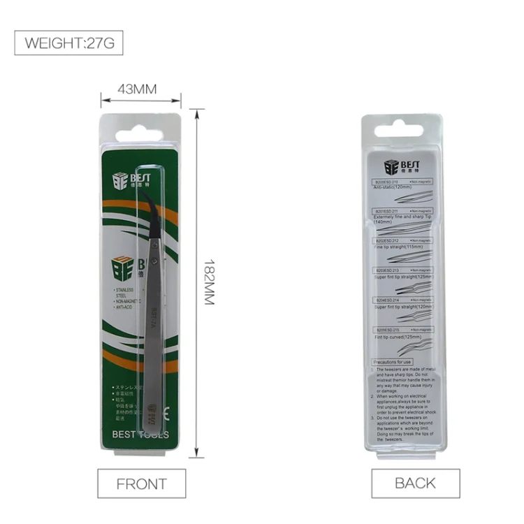 BEST BST-7A Curved Head Tweezers for Mobile Phone / Computer Repair - Image 6