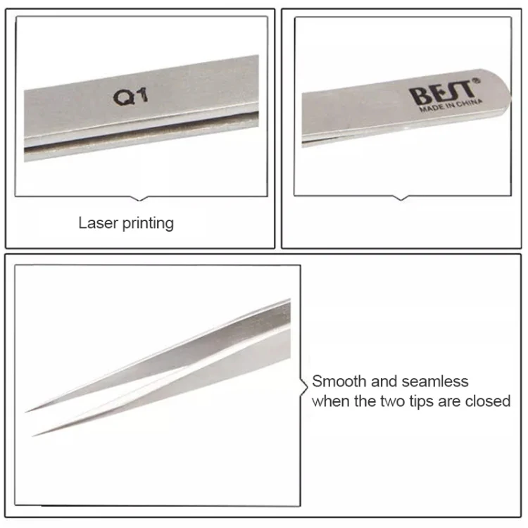BEST BST-Q1 Brushed stainless steel tweezers - Image 5