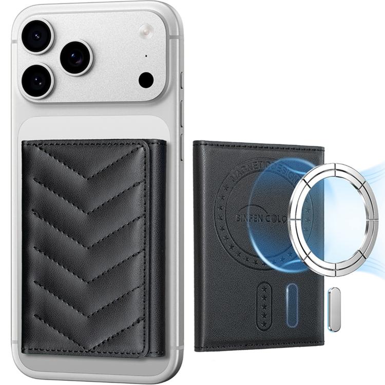 BFK36 Magnetic V-shaped Mobile Phone Holder RFID Card Slots(Black)