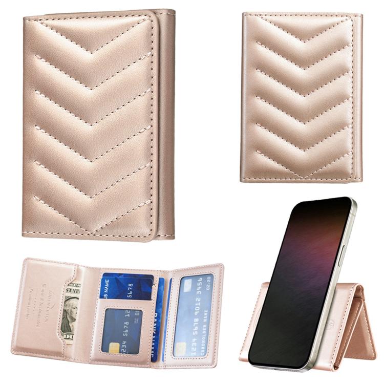 BFK36 Magnetic V-shaped Mobile Phone Holder RFID Card Slots(Golden) - Image 3