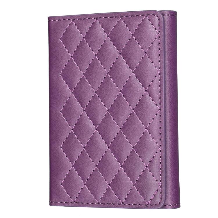 BFK37 Magnetic Rhombus Lattice Mobile Phone Holder RFID Card Slots(Purple) - Image 2