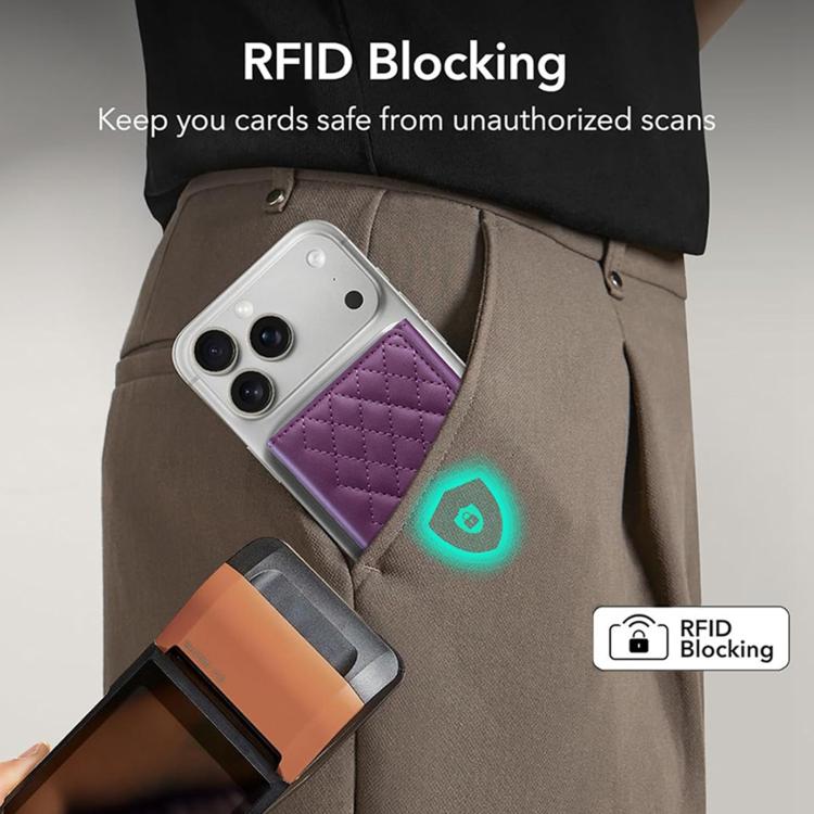BFK37 Magnetic Rhombus Lattice Mobile Phone Holder RFID Card Slots(Purple) - Image 7