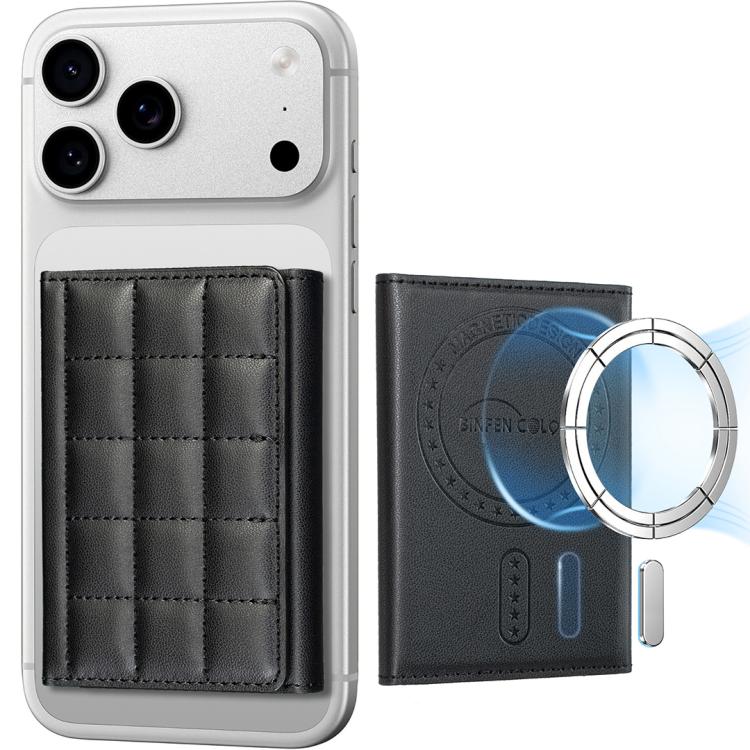 BFK38 Magnetic Square-shaped Mobile Phone Holder RFID Card Slots(Black)