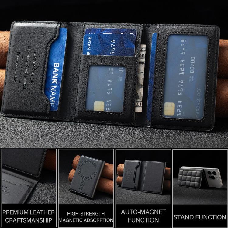 BFK38 Magnetic Square-shaped Mobile Phone Holder RFID Card Slots(Black) - Image 6