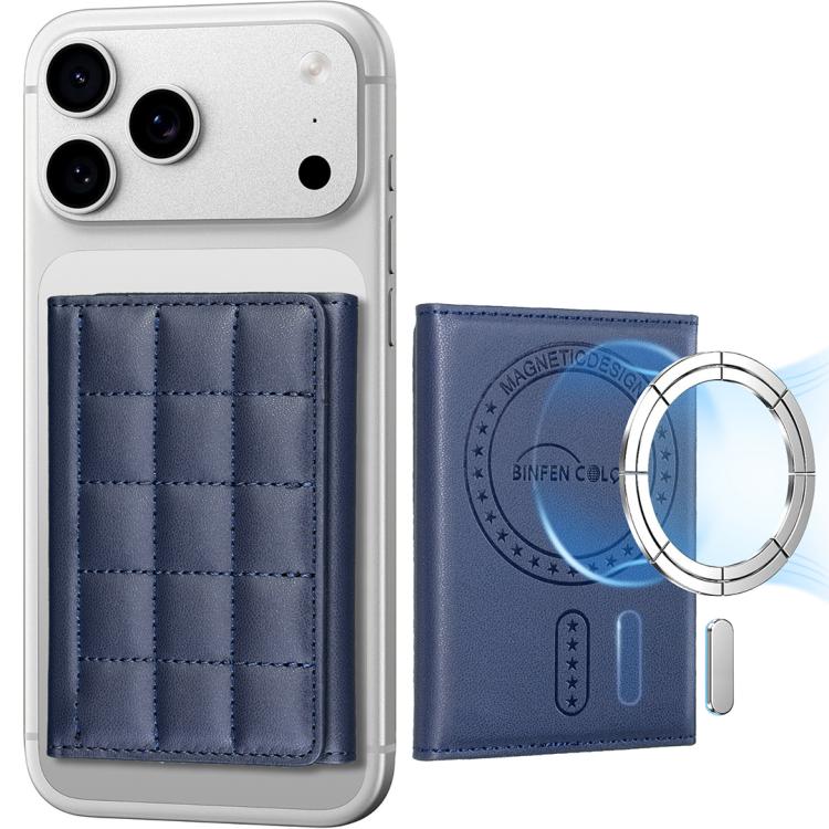 BFK38 Magnetic Square-shaped Mobile Phone Holder RFID Card Slots(Blue)