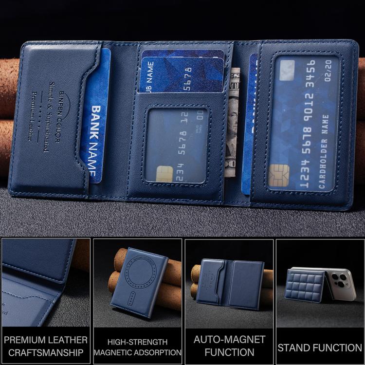 BFK38 Magnetic Square-shaped Mobile Phone Holder RFID Card Slots(Blue) - Image 6
