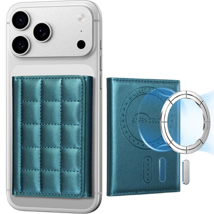BFK38 Magnetic Square-shaped Mobile Phone Holder RFID Card Slots(Green)