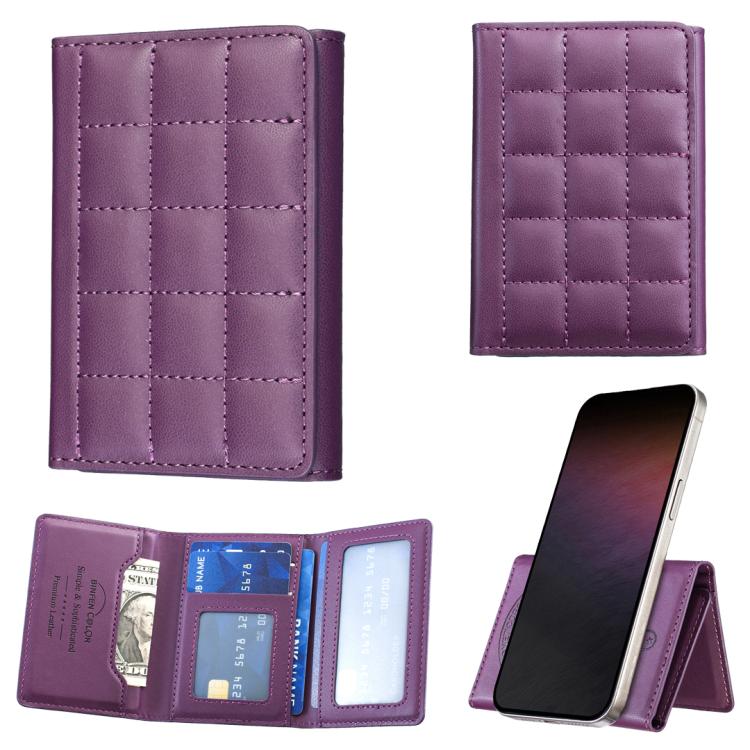 BFK38 Magnetic Square-shaped Mobile Phone Holder RFID Card Slots(Purple) - Image 3